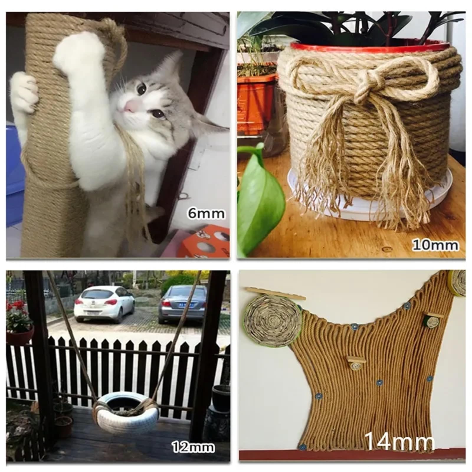 100 m handgewebtes Hanfseil, DIY-Fotowand, Retro-Zaun dekorativ, natürliche Juteschnur, handgewebt, DIY Für Camping Garten