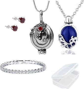 PPX 5 Pcs Vampire necklaces, earrings and bracelet - Daywalking Katherine Necklace -Verbena Necklace Chain Can Open Silver- with Transparent Storage Box