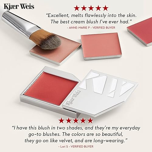 Miniatura 5 de Kjaer Weis - Rubor en crema certificado orgánico, galardonado, maquillaje de rubor rocío, mezclable, de larga duración para mejillas, ojos y labios,