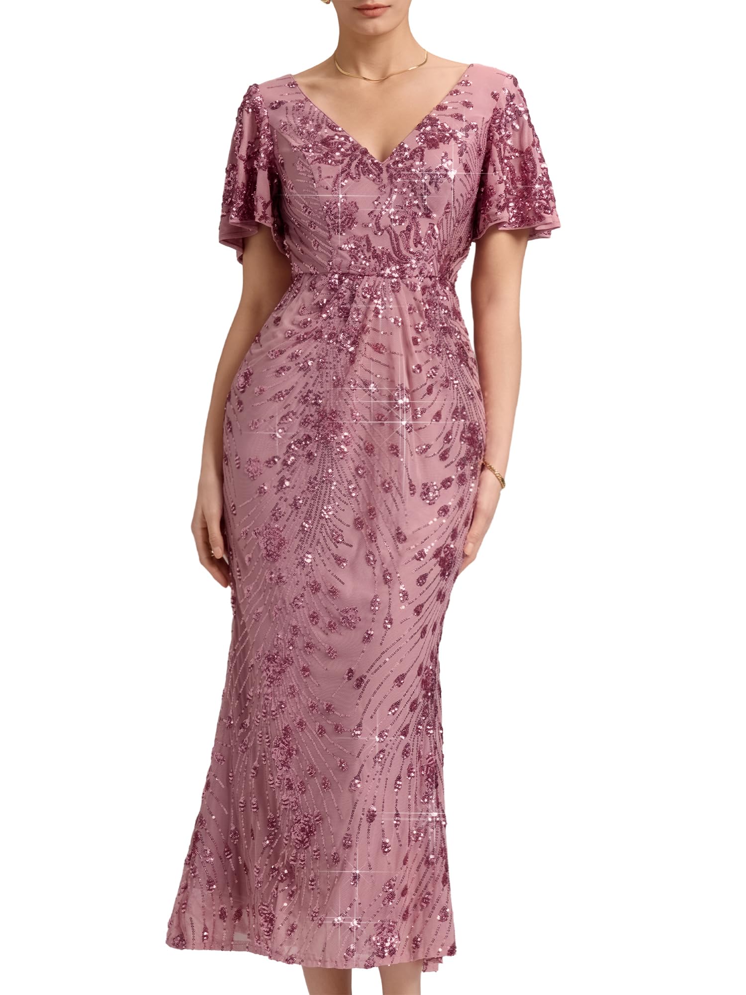 Ever-Pretty V-Neck Tulle Sequin Dress