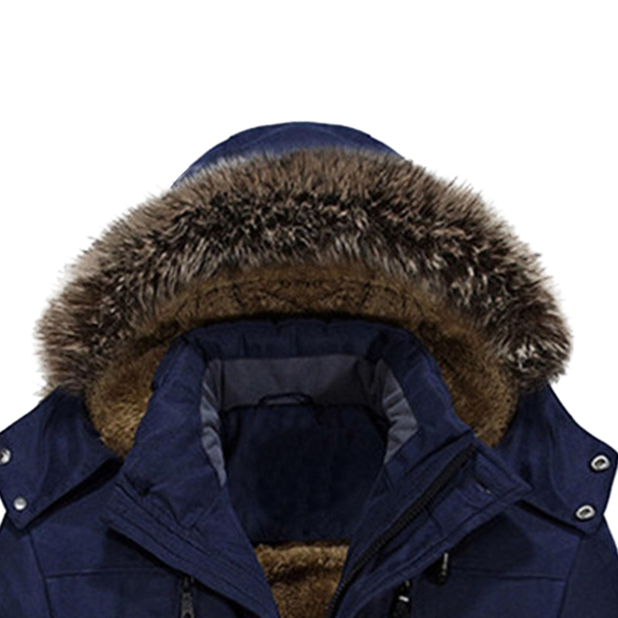 ZDJSWJ Chaqueta de alta piel con capucha para hombre Chaqueta de plumas engrosada y cortavientos Abrigo militar cálido con capucha