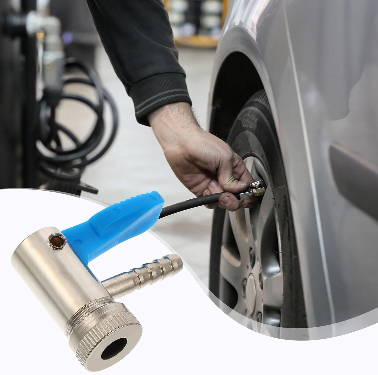 2pcs 8mm Pure Copper Tire Inflator Clamp Air Connector Tire Air Chuck for Car and Motorbike Stem Inflation