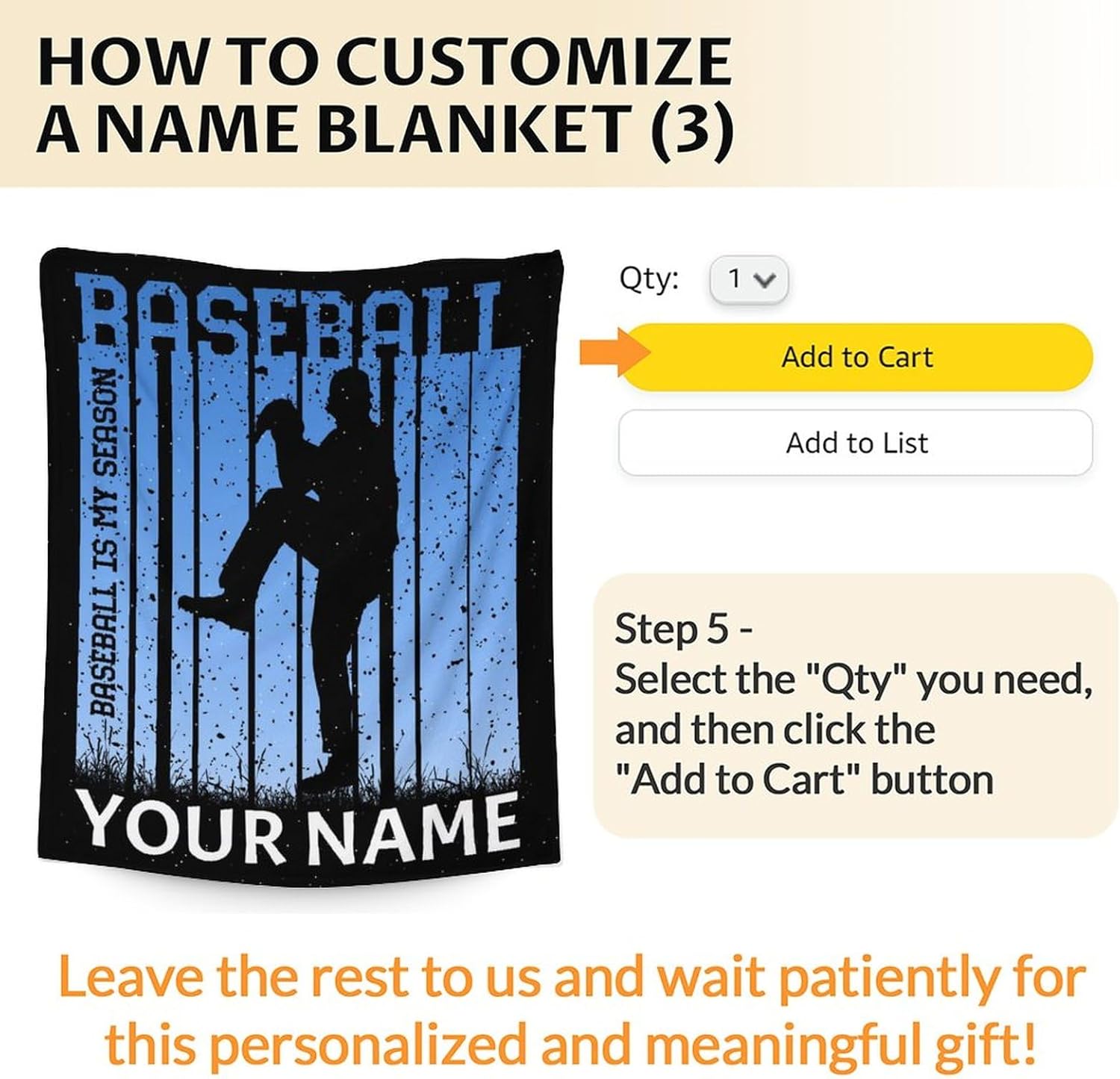 Custom Baseball Blankets with Name - Soft Warm Blanket Throw for Kids & Adults - 50" x 60" Flannel Sports Blanket Gifts for Bed, Couch, Sofa - Black