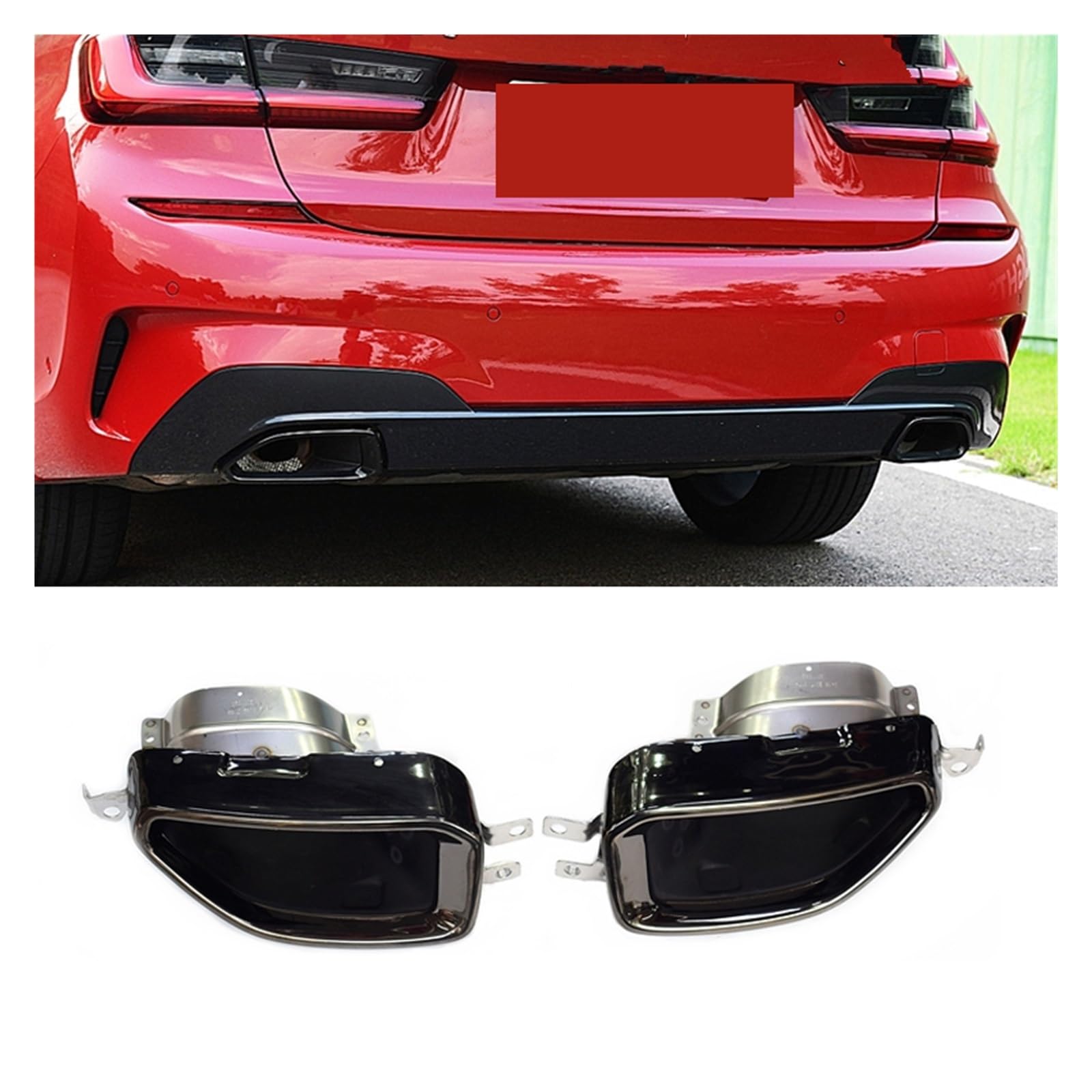 ZEEBQHKLW Auspuff Endrohr Für BMW 3er G20 G21 - Schalldämpferspitze Schwarz (320D 330i 320i 2023-2024)