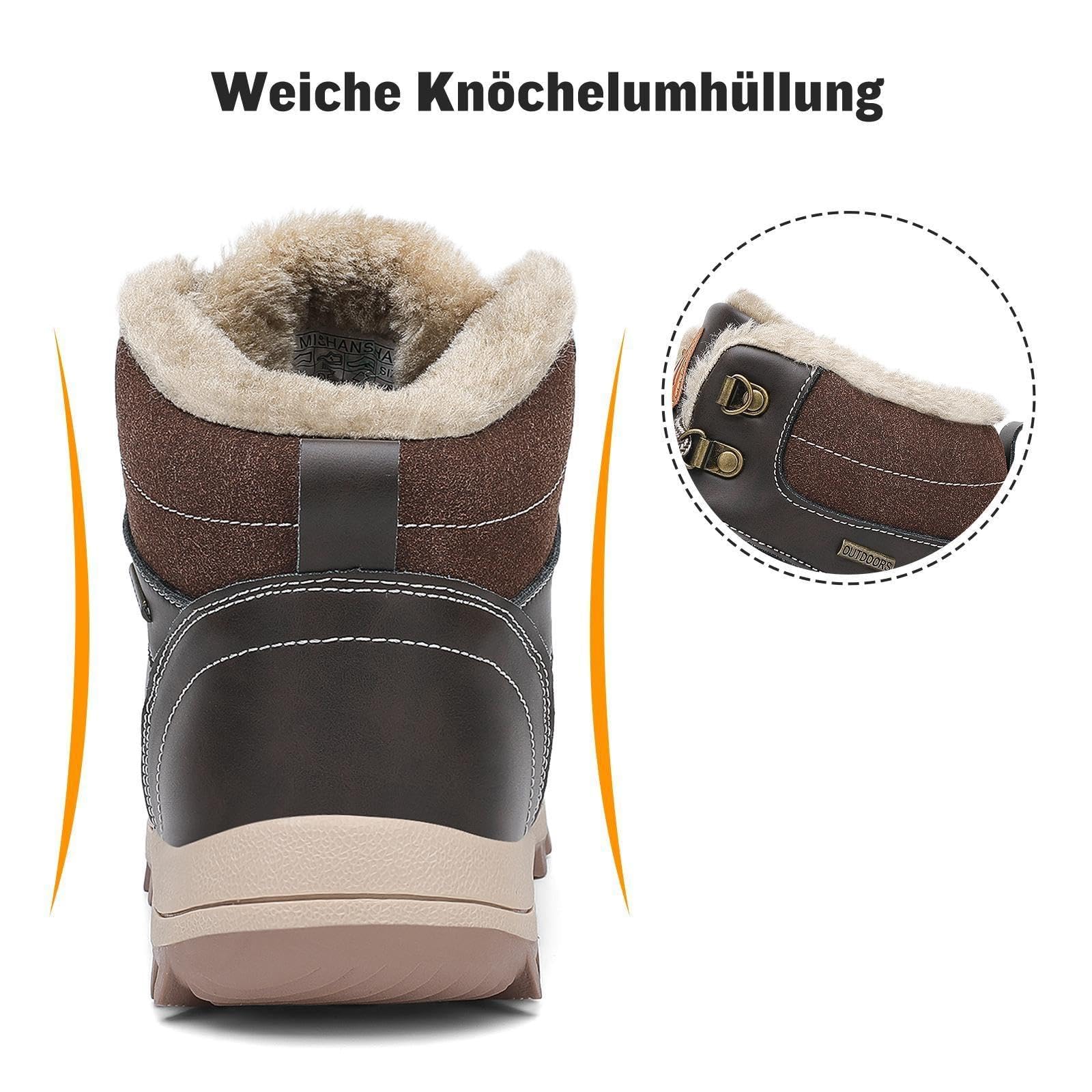 Mishansha Scarpe Uomo Donna Invernali Impermeabili Antiscivolo Stivaletti Invernali con Pelo, Gr.36-48