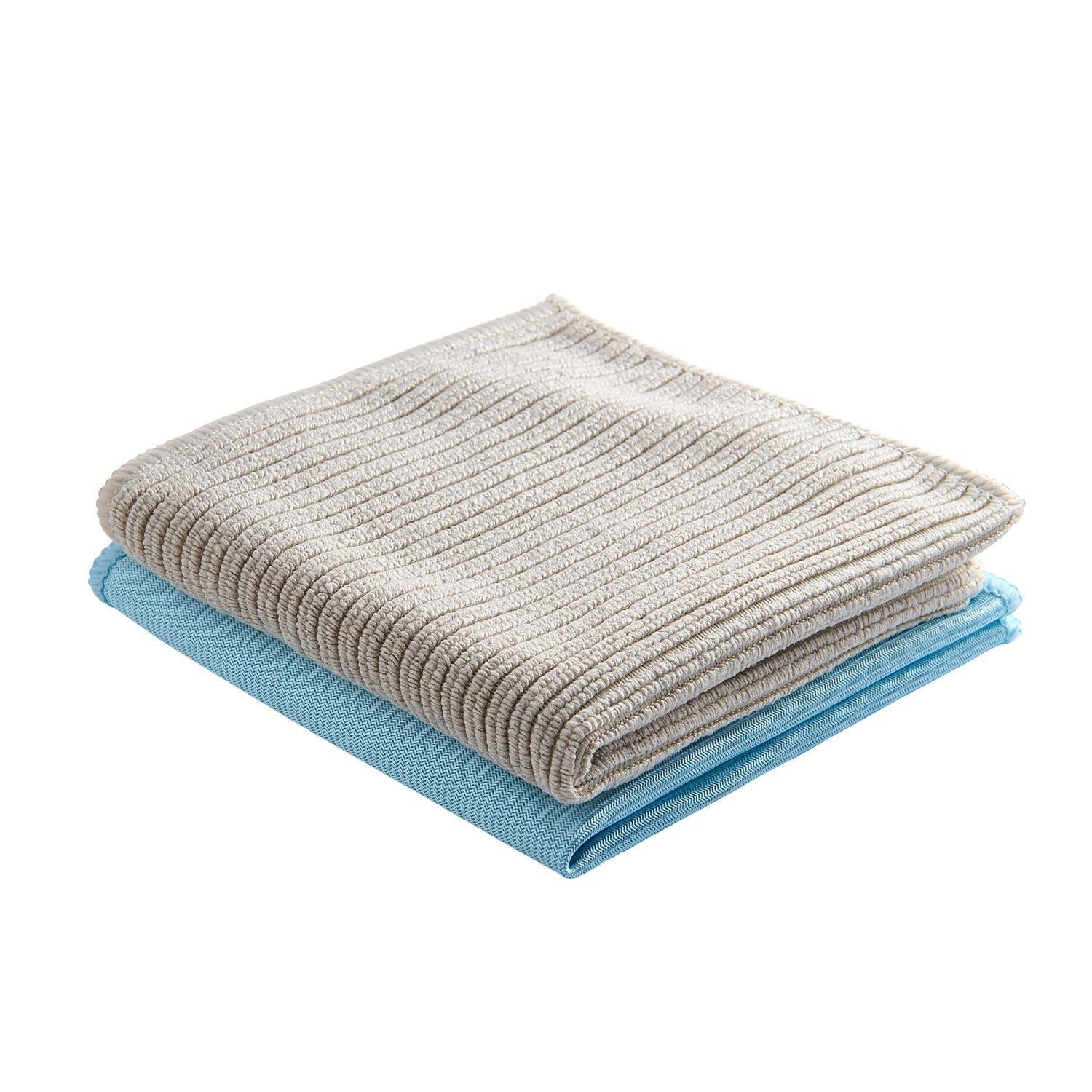 Lakeland Blue Grey 2 Simply Glass Cleaning Cloths For Mirrors And Glass Textured, Microfibre