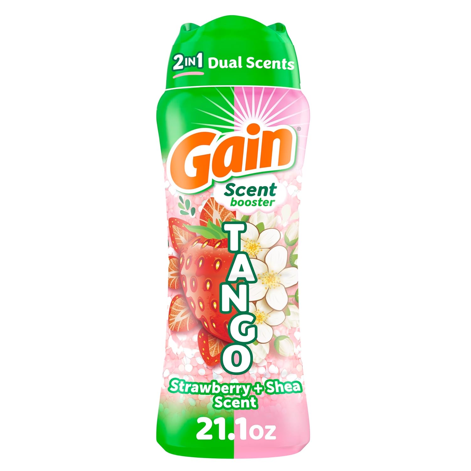 Gain Tango 2-in-1 Laundry Scent Booster Beads Strawberry and Shea Scent 21 1 oz Laundry Beads with Dual