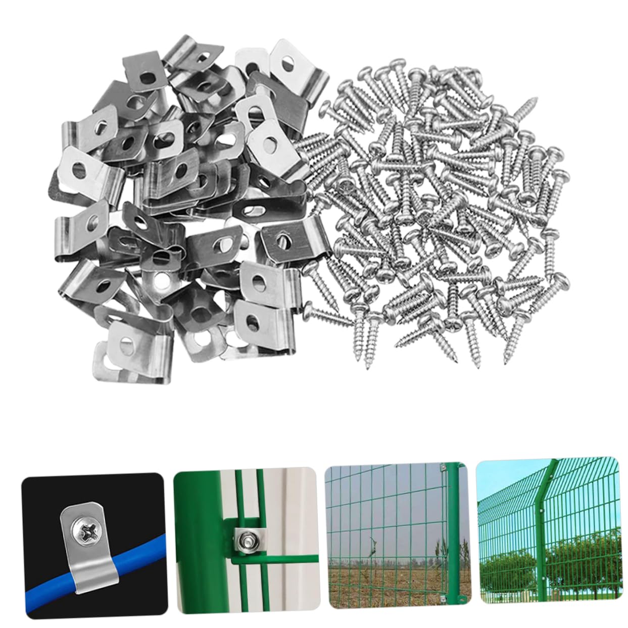 BESTonZON Clips Robustes en Aluminium Pinces Légères et Solide Lot de 100 pour Fil de Fer Clôture pour Clôtures pour Élevage et Cages d'animaux