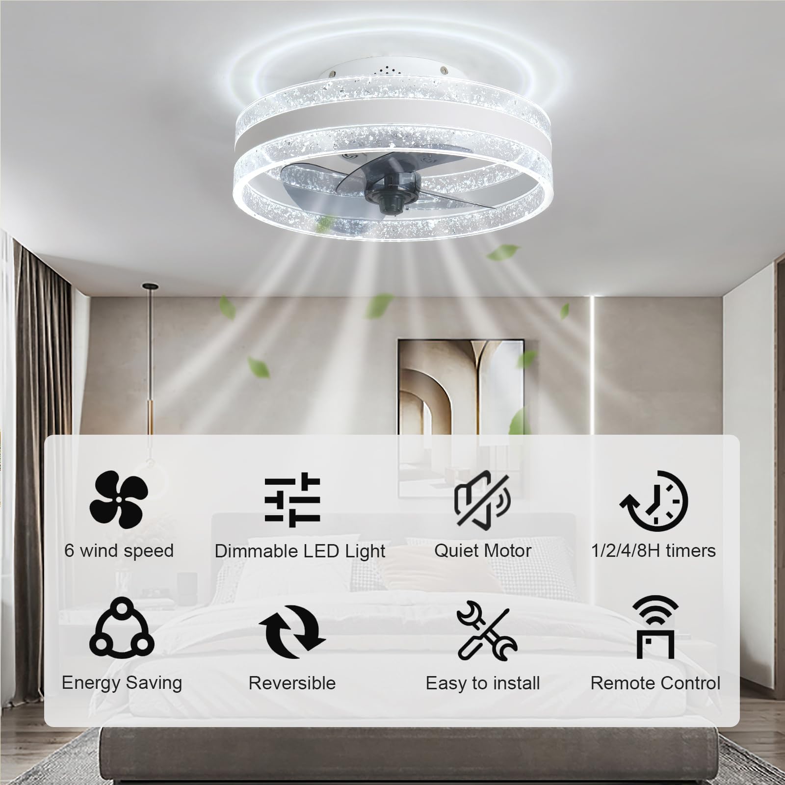 OUKANING 52 In. Indoor Black Modern Ceiling Fan With 5 Brown Tropical Palm Leaf Shaped Blades And Remote No Bulbs Included Hcx186 Us Bt
