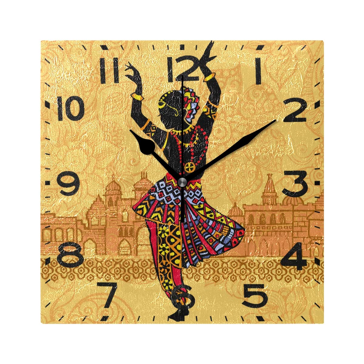 Horloge murale silencieuse Naanle carrée à quartz pour supprimer le tic-tac dans la chambre