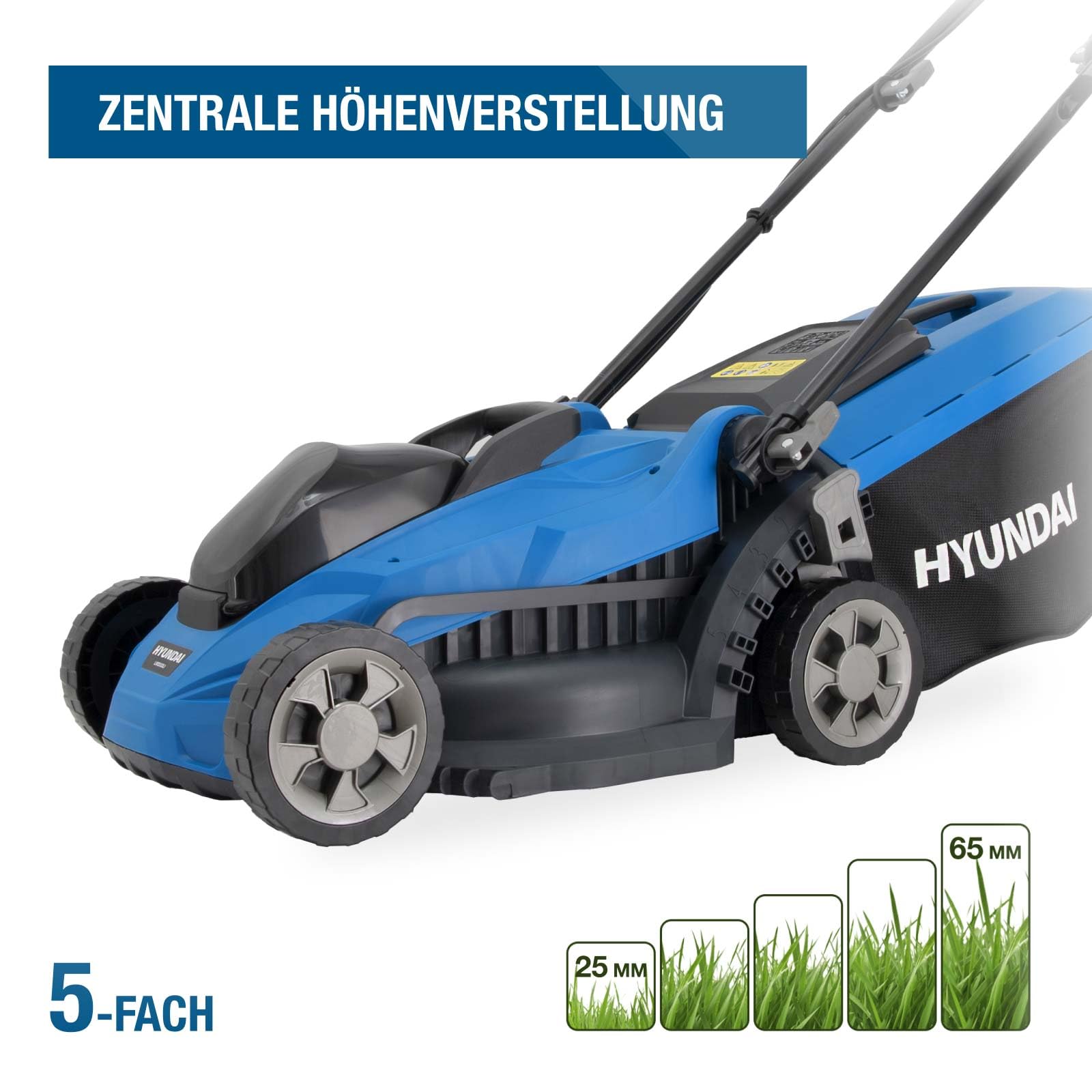 HYUNDAI 20V Akku-Rasenmäher mit 4.0Ah Akku und Ladegerät | Brushless Motor, 33 cm Schnittbreite, 35 L Korb, zentrale Höhenverstellung, leicht, kompakt und kabellos