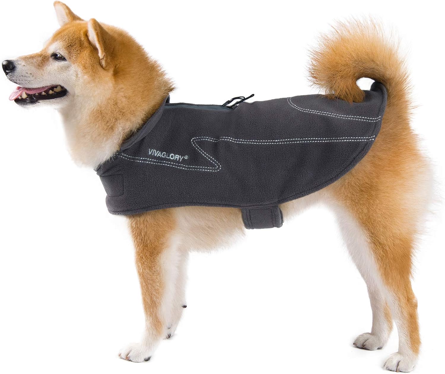 VIVAGLORY Dog Fleece Coat Warm Jacket with Hook and Loop Fastener, Easy to Take on and Off, Winter Vest Sweater for Small Medium Large Dogs Puppy Windproof Clothes for Cold Weather, Grey, S - Image 5