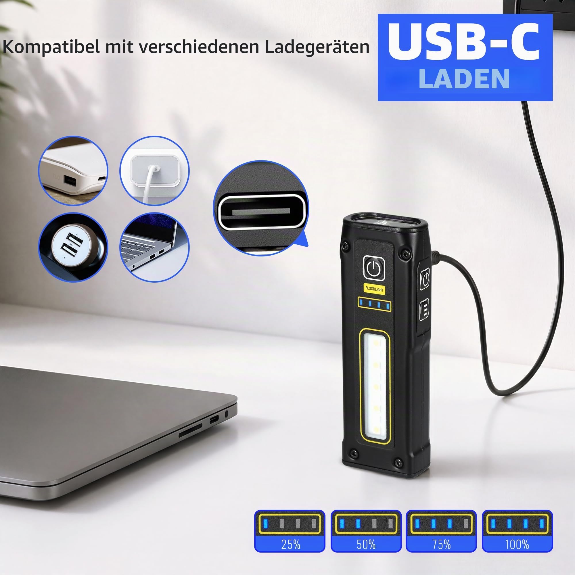 DARKBEAM Schwarzlicht UV Taschenlampe 365+395, 1000LM LED EDC Taschenlampen Wiederaufladbare Woods Lampe, Mini Magnetfuß COB Rotlicht für AC Leck, Epoxidharz, Haustiere Urin, Haus/Außen