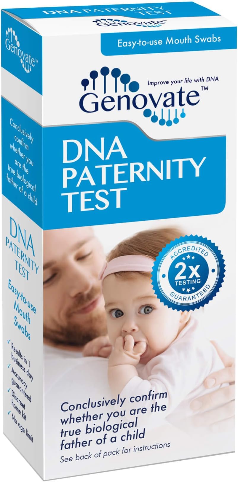 DNA Paternity Test - Results in 1-2 Days - 99.999%+ Accuracy - Home DNA Test Kit for Child and Father - All Fees Included