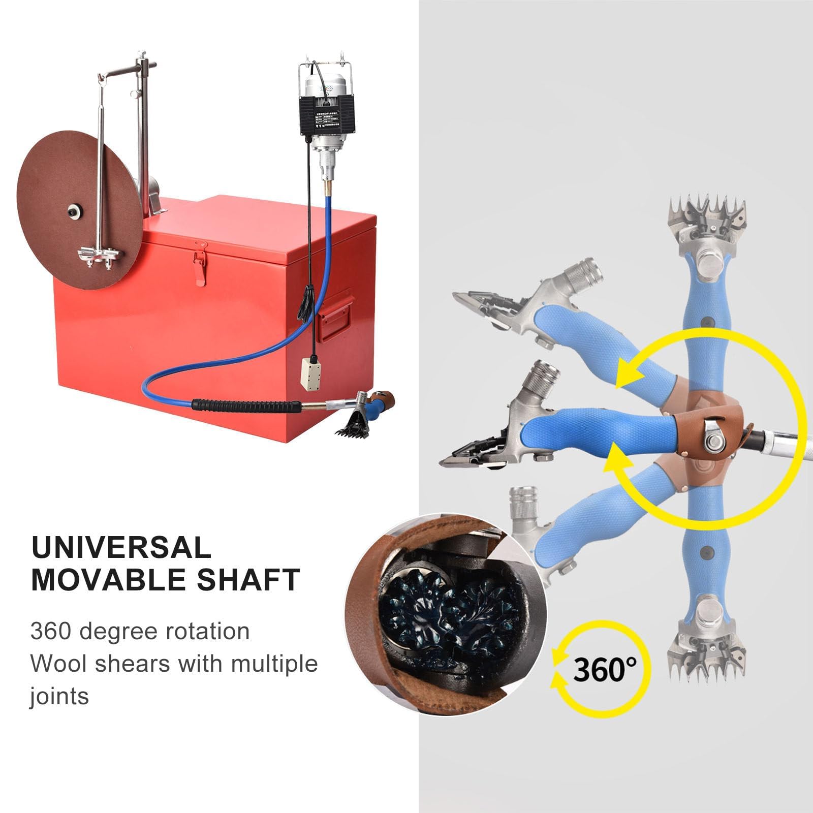 Elektryczna maszynka do strzyżenia, maszynka do strzyżenia o dużej mocy 1000 W, prędkość 3600 obr./min i elastyczny obrót o 360°, do wydajnej pielęgnacji zwierząt gospodarskich