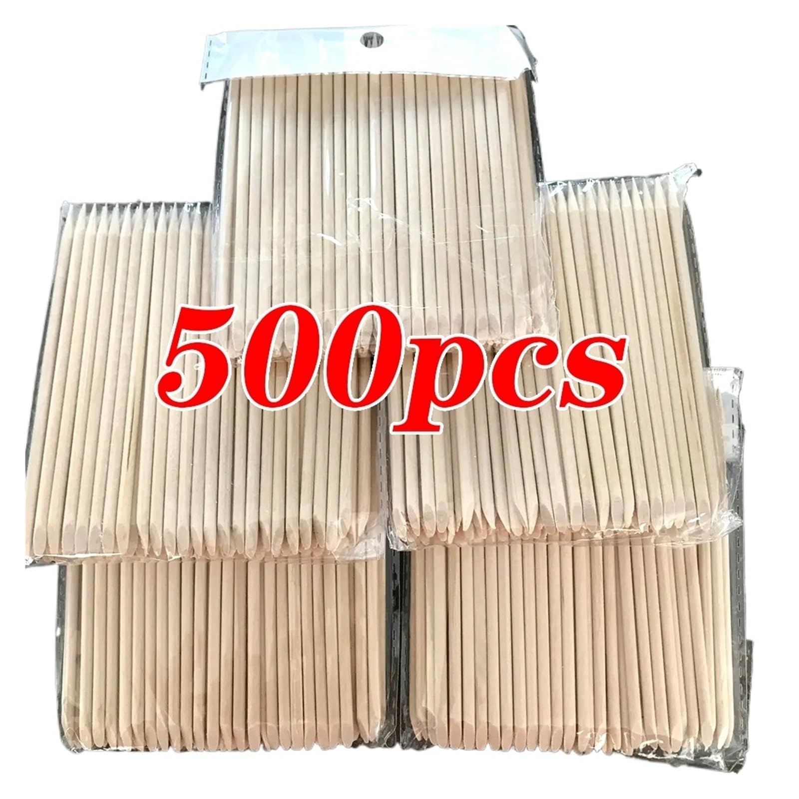 Palitos de Madera Naranja for uñas, 100/500 Unidades, Doble Cabezal, for Quitar cutículas, manicura y pedicura, 11,5 cm, for Recoger Diamantes de imitación.(500pcs Wood)