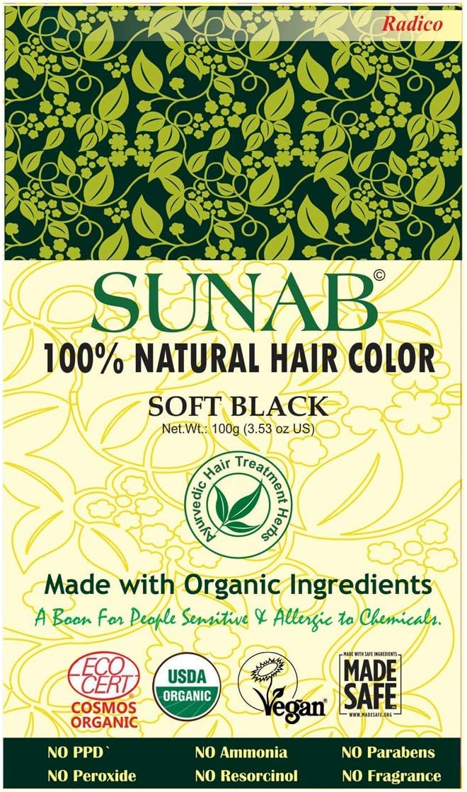 Sunab-Certified Organic 100 % Natural Soft Black Hair Colour