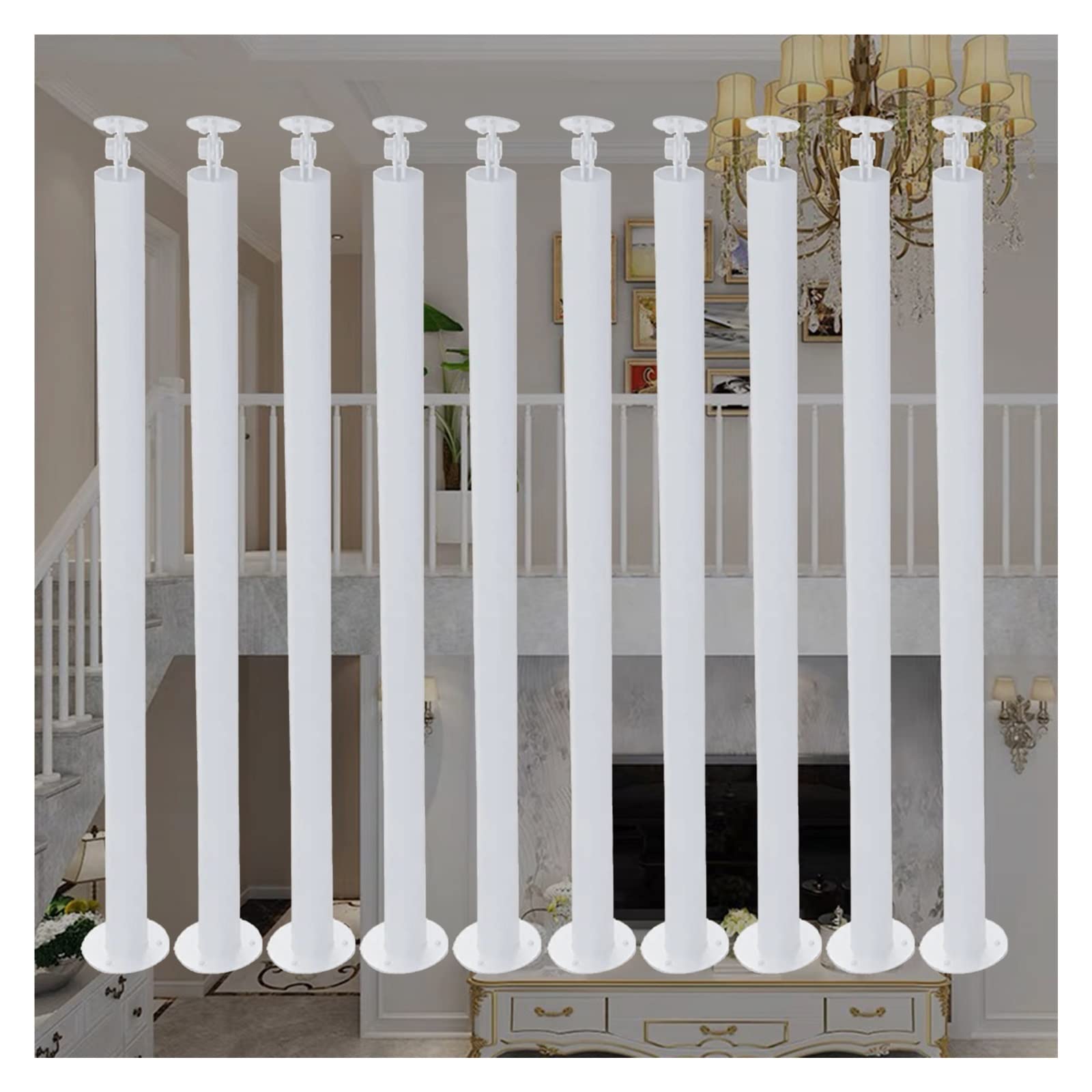 Poteaux de rampe d'escalier blancs pour sécuriser des marches usées