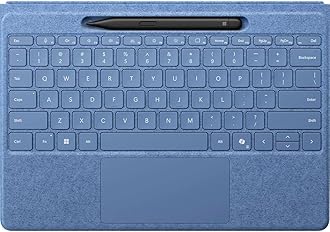 Microsoft Surface Wireless Flex Keyboard with Slim Pen for Surface Pro 11/10/9/8, Wireless Charge Pen Storage, Backlit, Alcantara, up to 10m Connectivity, Magnetic, Mechanical Keys, Copilot, Sapphire