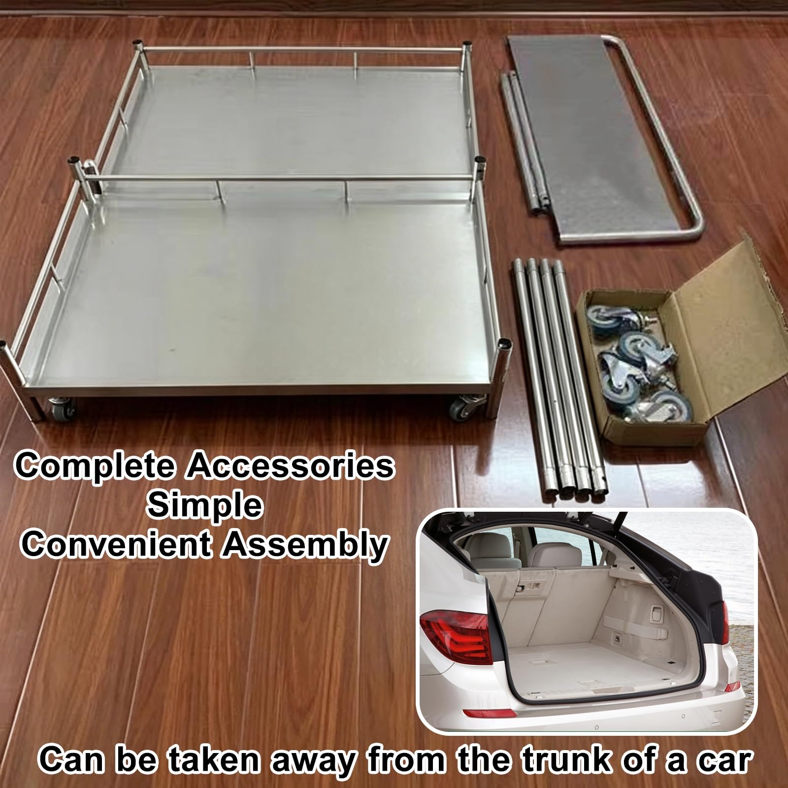 Carrello Ambulante Pieghevole per Bancarella, Telaio in Acciaio Inox con Portata 180kg, Espositore Mobile per Mercato Supermercato(80x48x190cm/31x19x75in)