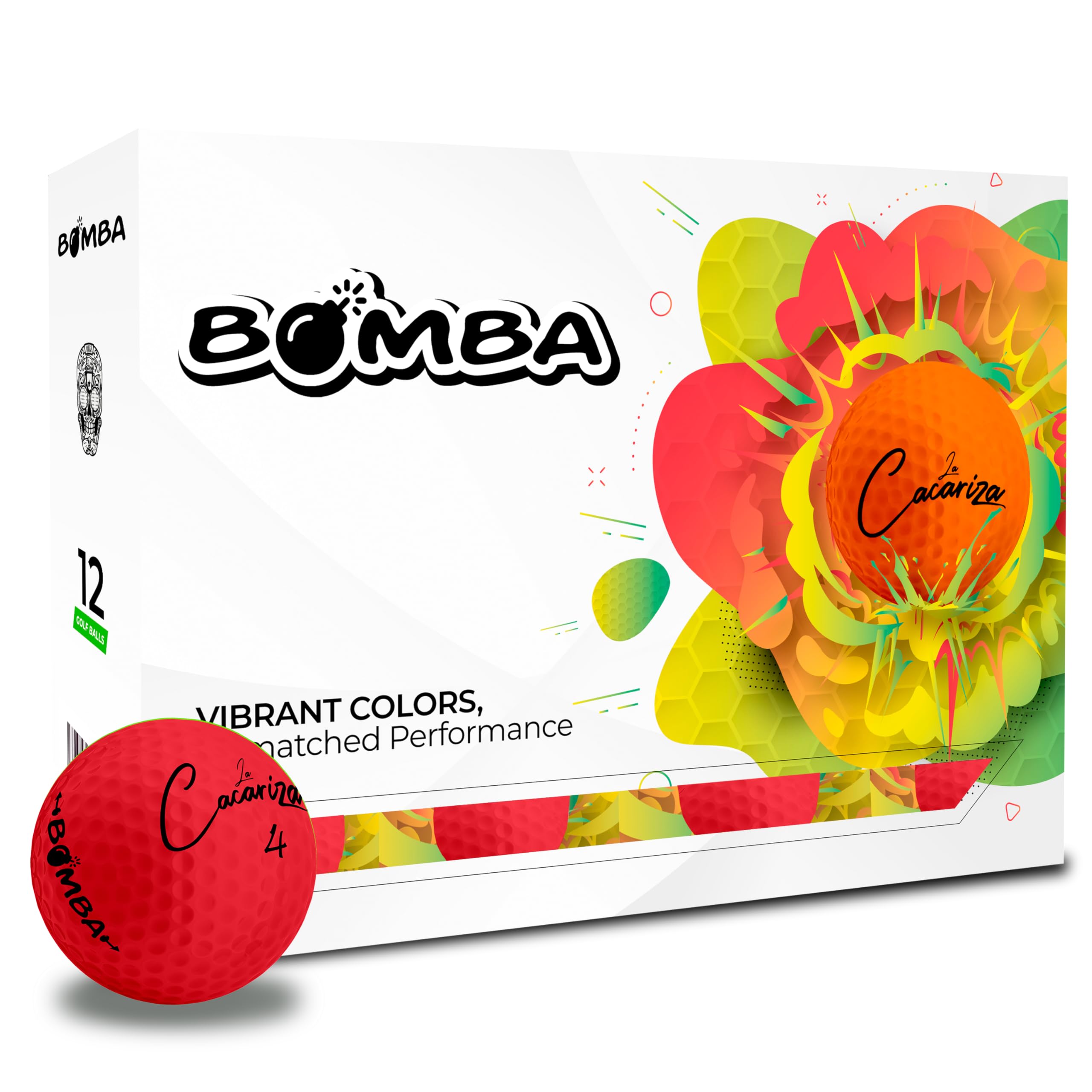 LA CACARIZA Bomba Golf Balls | Pack of 12 Vibrant Colors | Unmatched Performance? (Red)