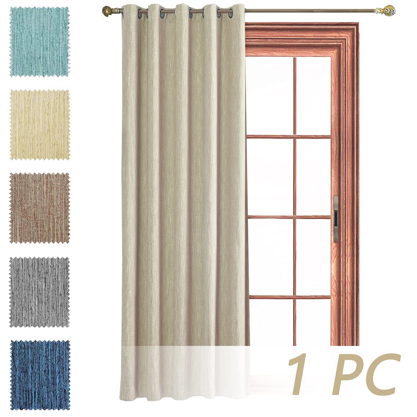 Melodieux 1 Panneau Rideau Occultant Thermique Isolant pour Chambre Salon Rideau Dressing pour Pergola, Beige 168x137cm