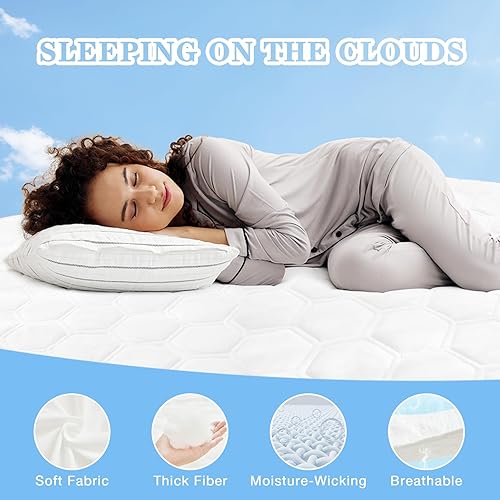 Miniatura 9 de Protector de colchón impermeable tamaño Queen, funda de colchón de cama silenciosa, suave y transpirable, acolchado con bolsillos profundos de hasta