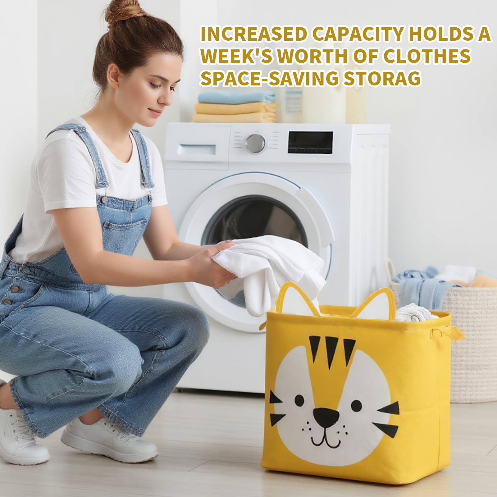 12.6" Laudry Hamper con Maniglia, Canvas Fabric Lightweight Cesta Portabiancheria, Cesto Giochi Bambini, Pieghevole Rotondo Storage Basket per Camera da Letto 2 Pezzi