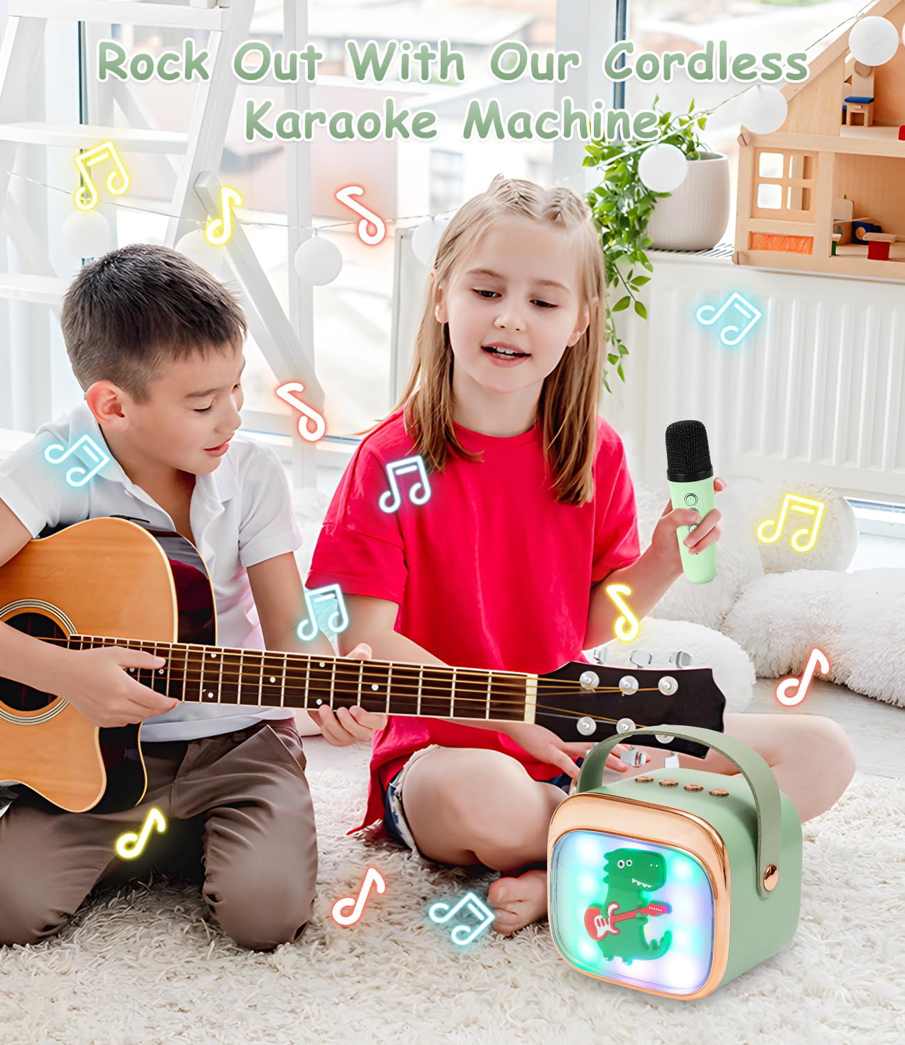 karaoke macchina bambini con 2 microfono karaoke bambini macchina karaoke portatile karaoke con luce LED ed effetti di cambiamento vocale, regali per età 5-12 bambini, ragazzi, ragazze