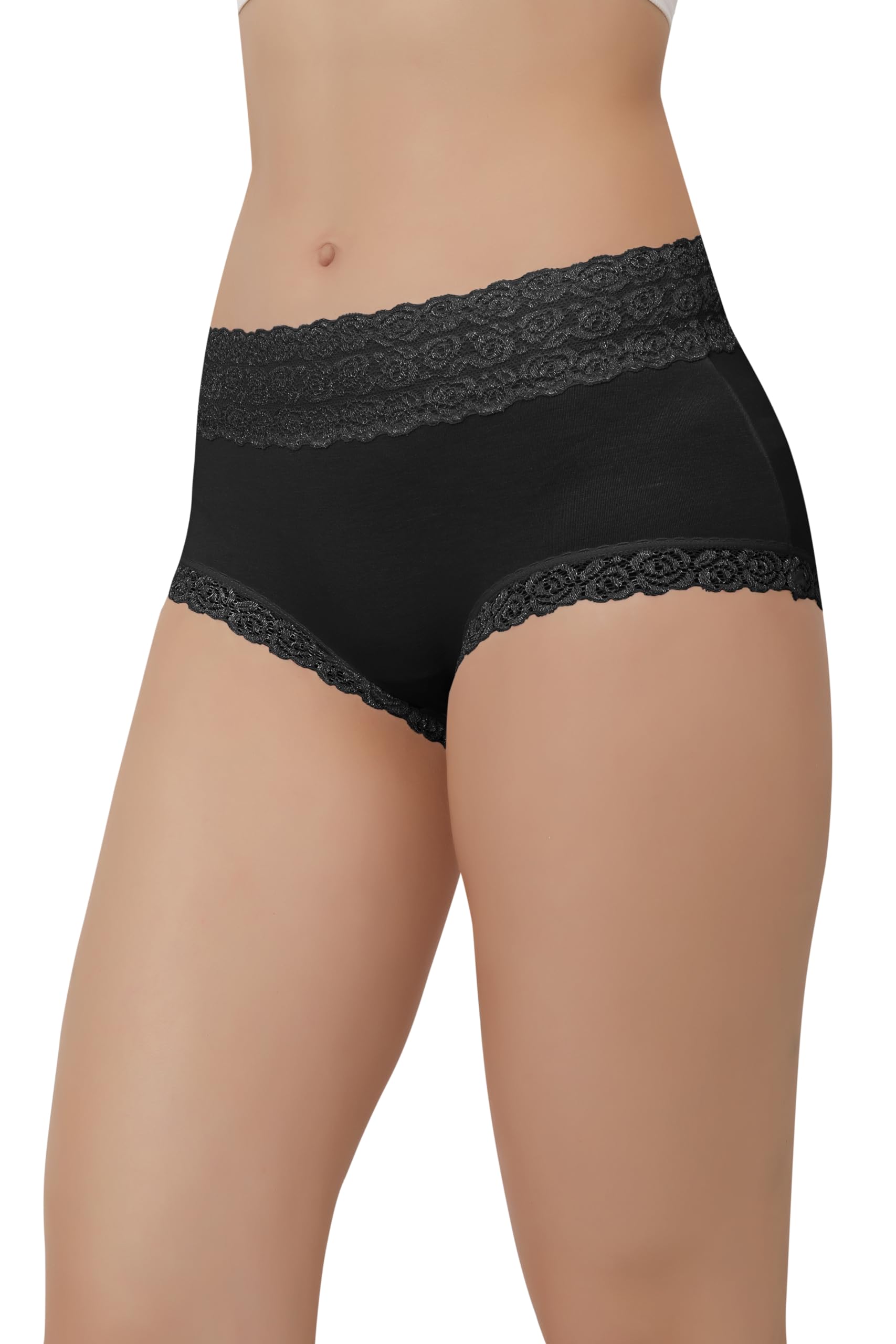 fabluk Full Coverage Lace Hipster Panties for Women - Comfortable Mid-Rise Design, Cotton Blend with Lace & Embroidery, Soft and Breathable-picture-36