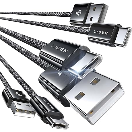 Ladekabel, USB-C auf USB, 3 Stück [1 + 1 + 2 Meter],...