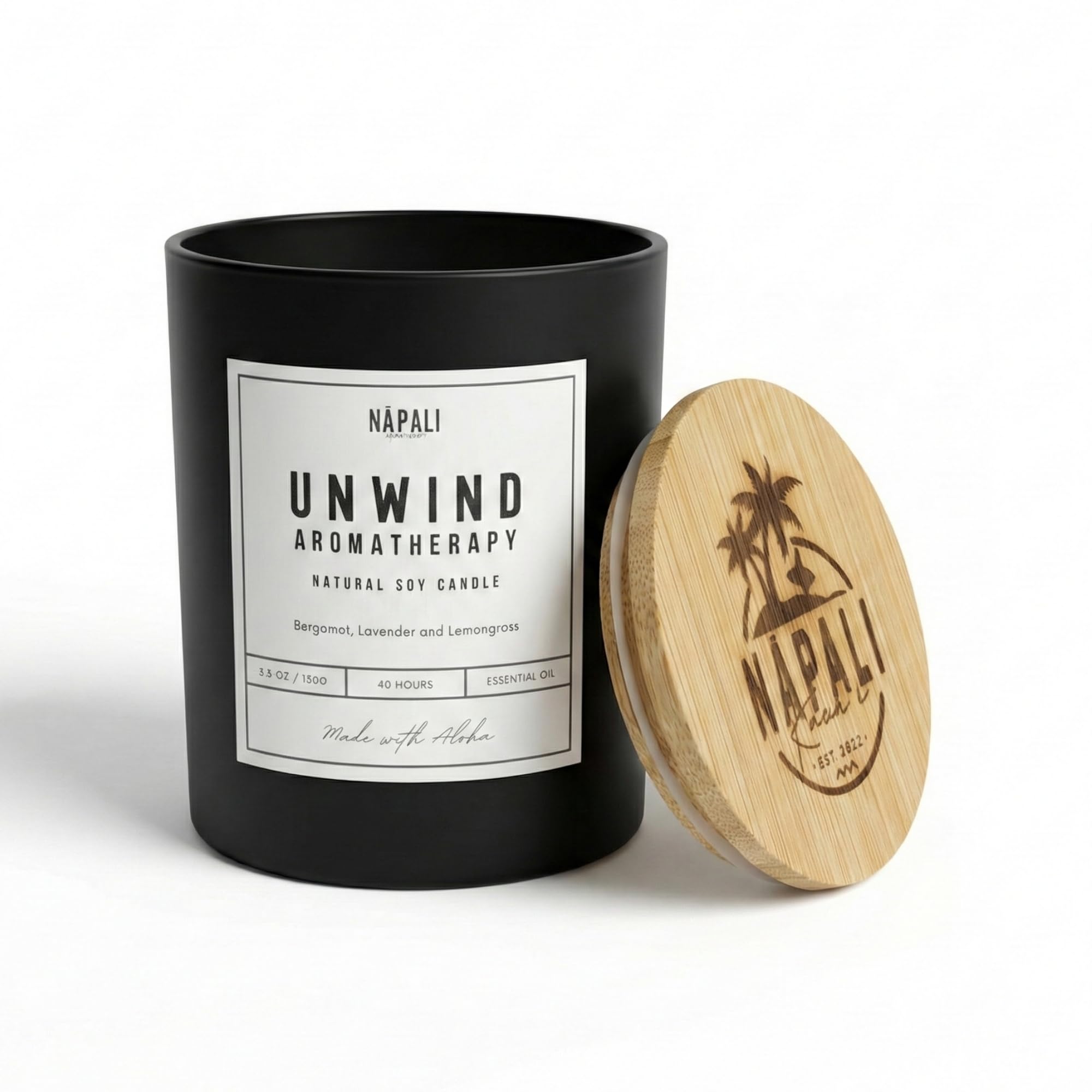 NA PALI Handcrafted Hawaiian Scented Candle with Crackling Wick | Aromatherapy | Unwind | Bergamot, Lavender & Lemongress