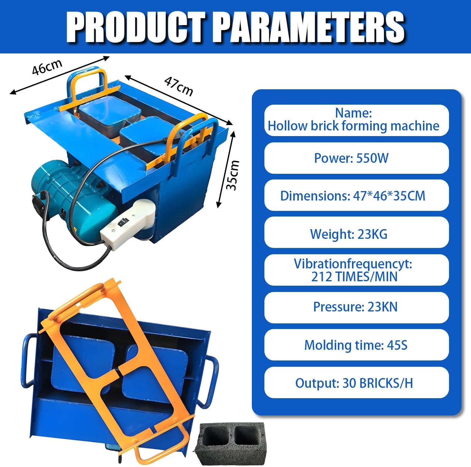 Electric Hollow Making Maker Machine, Concrete Block Making Machine for Construction, for Cement and Concrete Blocks