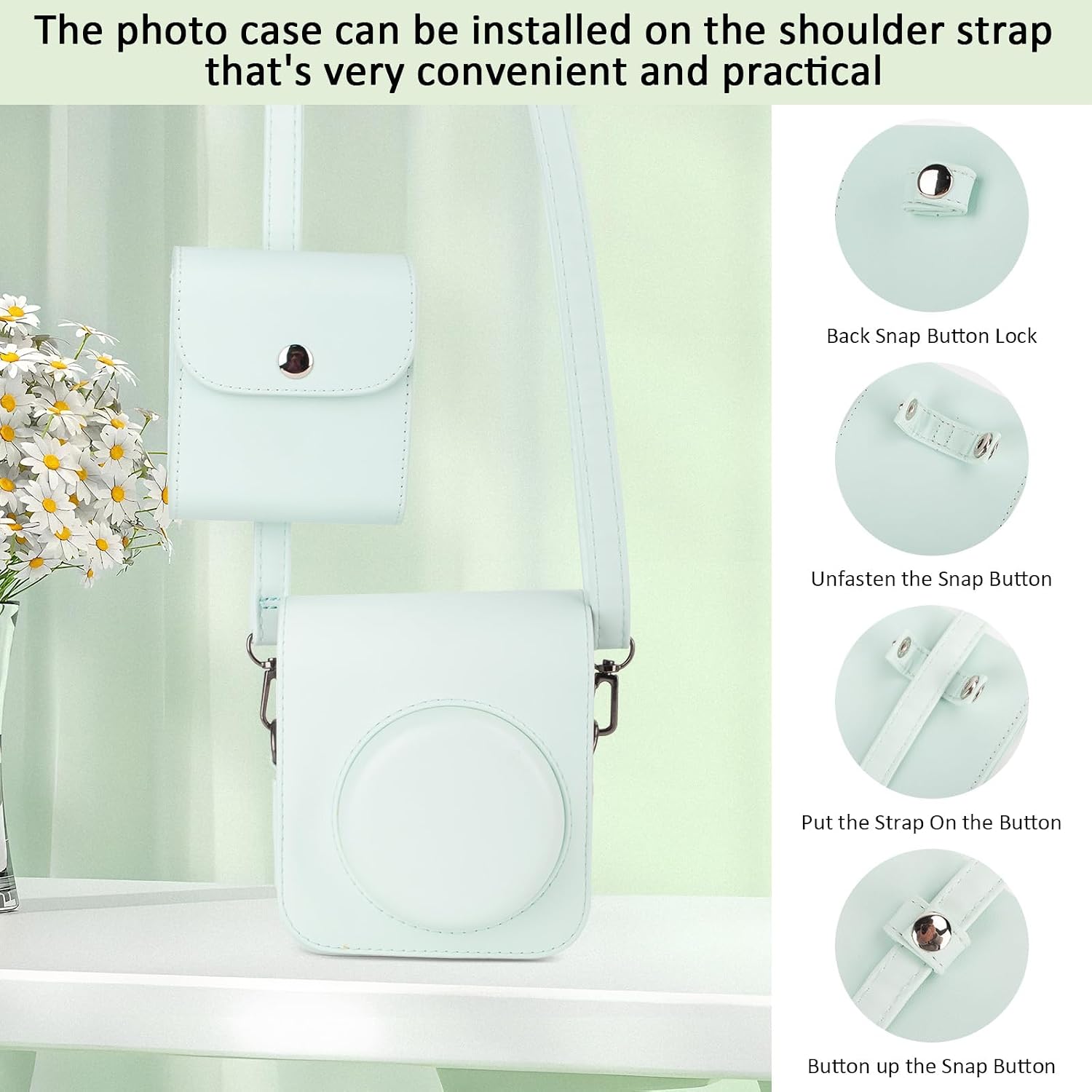 Photo Case for Fujifilm Instax Mini/Square SQ film, Picture Storage Holder, Photo Box for Fuji Instax SQ1 SQ6 SQ10 SQ20 SQ40/Mini 12 11 41 9 EVO Liplay Instant Camera Film - Green image 5