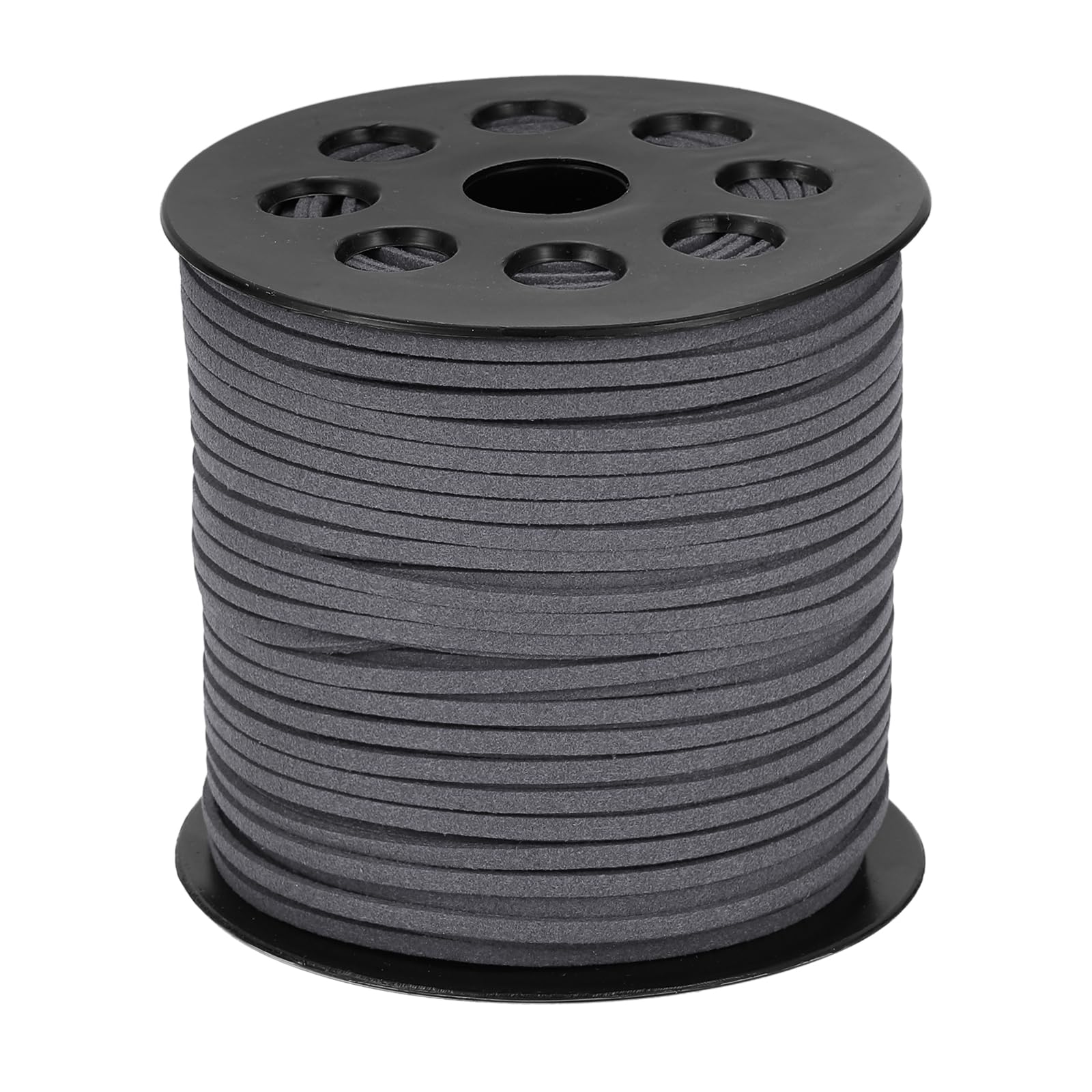 sourcing map 98 Yards x 0.1"(2.6mm) Faux Leather Cord, Flat Suede Cord Leather Strip Braiding String Lace for Jewelry Making Bracelet Necklace Beading Making DIY Crafts, Medium Gray