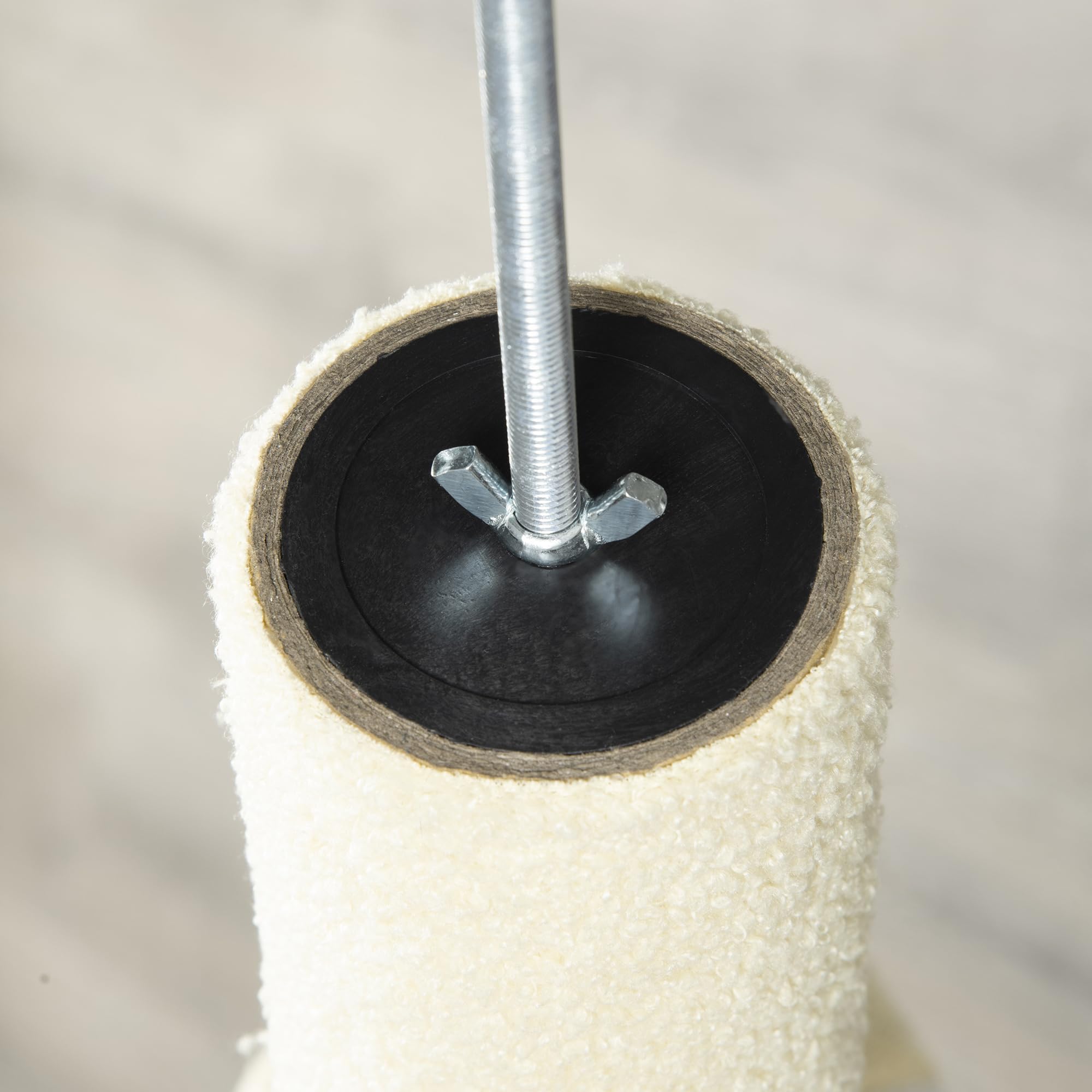 PawHut Árbol para Gatos del Suelo al Techo 220-260 cm Rascador Amarillo | Rascador para Gatos, 3 Plataformas, Poste Altura Ajustable, Escalador de Sisal, Bola para Jugar, 47x34x220-260 cm