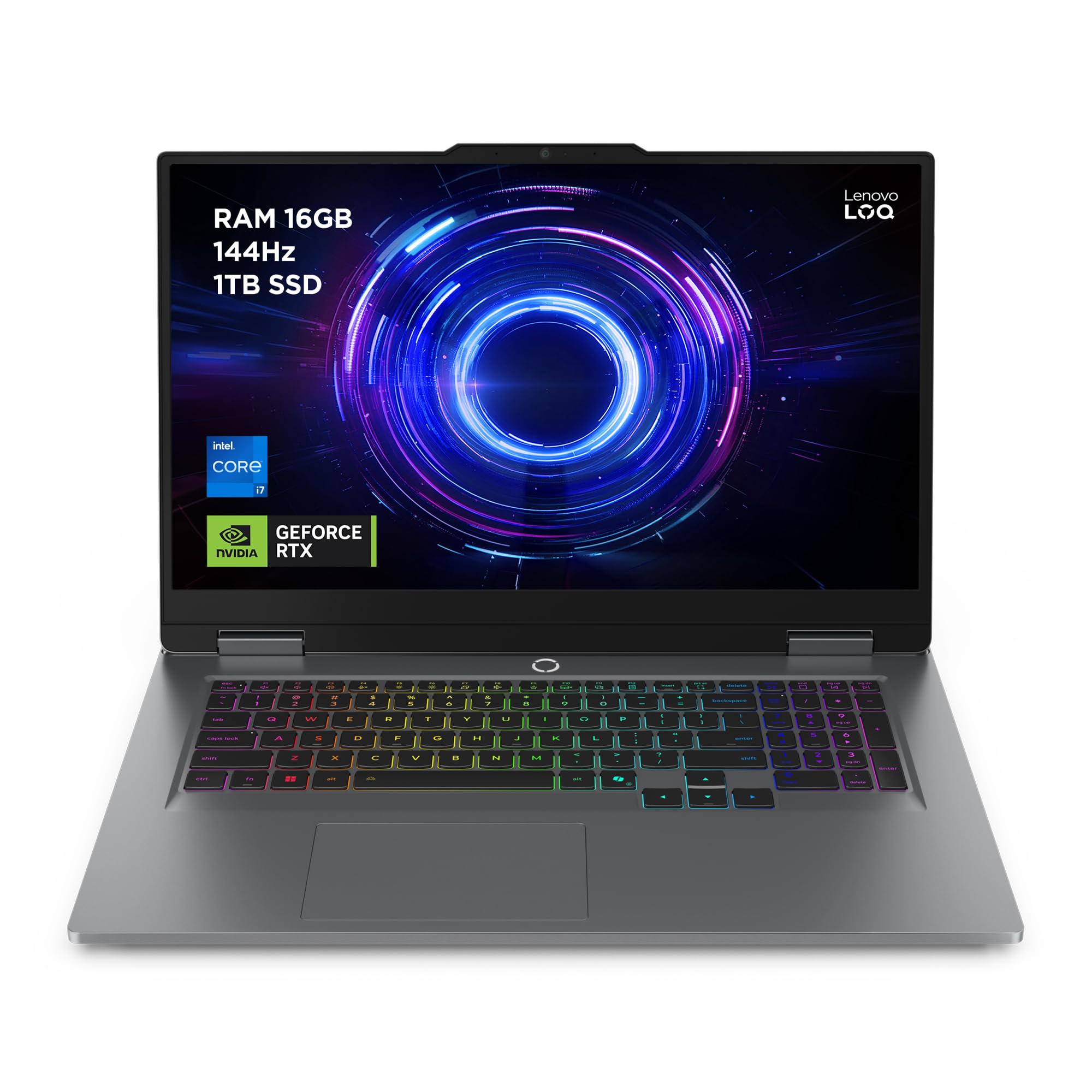 Lenovo LOQ Gaming AI Laptop | 17.3" Full HD 165Hz Display | Intel Core i7-14700HX | 16GB RAM | 1TB SSD | NVIDIA GeForce RTX 5060 | Windows 11 | QWERTZ | Grau | 3 Monate GamePass