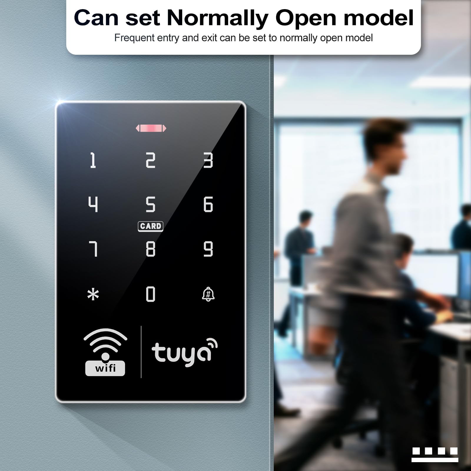 Panel de control de acceso WiFi S10 Tuya plateado + 10 tarjetas de acceso IC azules, IP68 impermeable, control de acceso completo de nivel básico y kit de seguridad.
