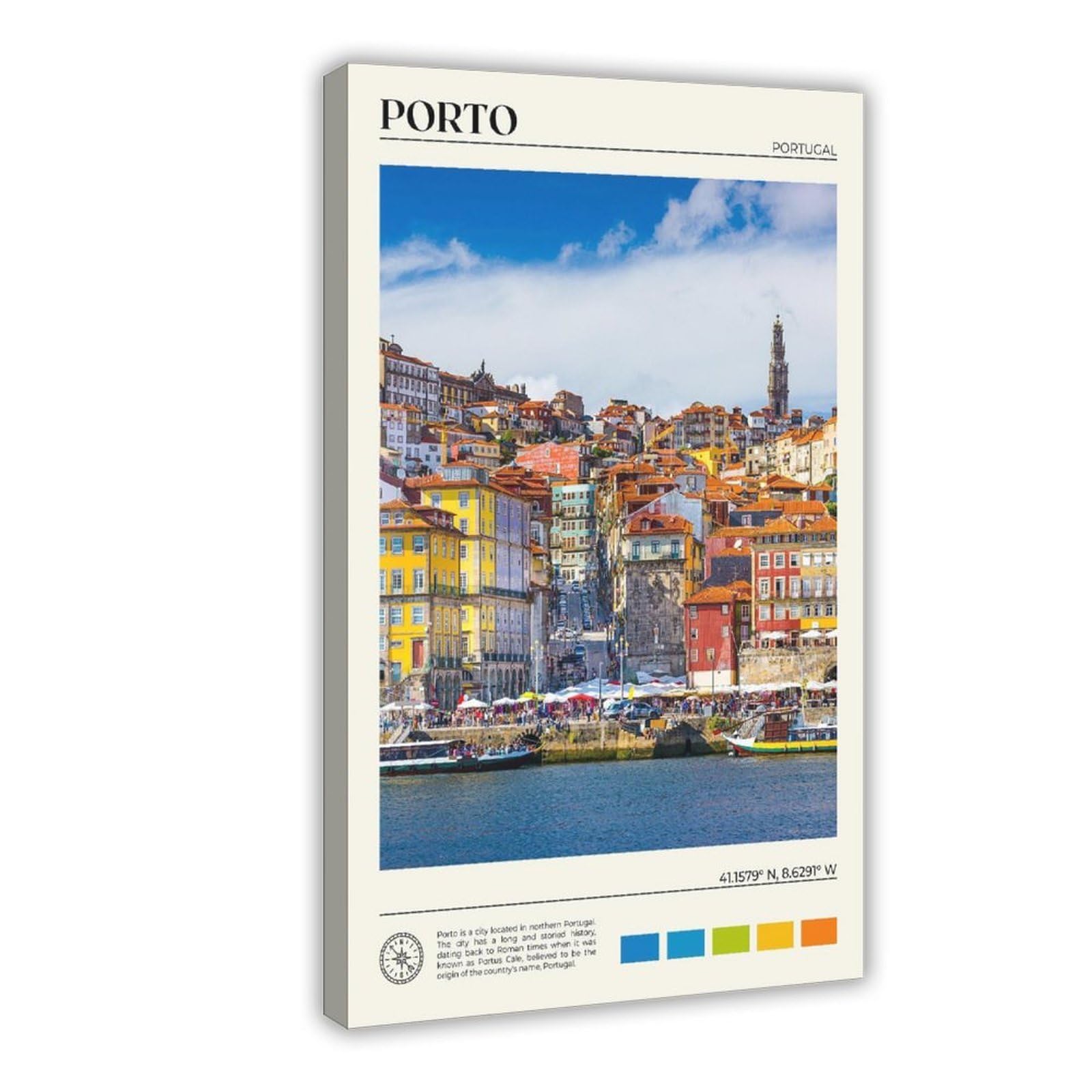 Echtes Foto, Poster, Kunstdruck auf Leinwand, Motiv: Porto, Dekoration für Schlafzimmer, Büro, Zimmer, Geschenk, 40,6 x 61 cm (L x B)