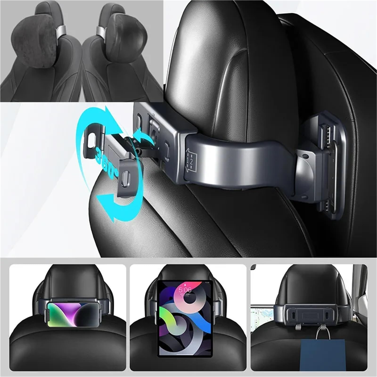 Lumbar Supports Cushion Reposacabezas de cuero/gamuza para el cuello, compatible con Tesla Highland Modelo 3/Y, accesorios para el coche.(Blue)