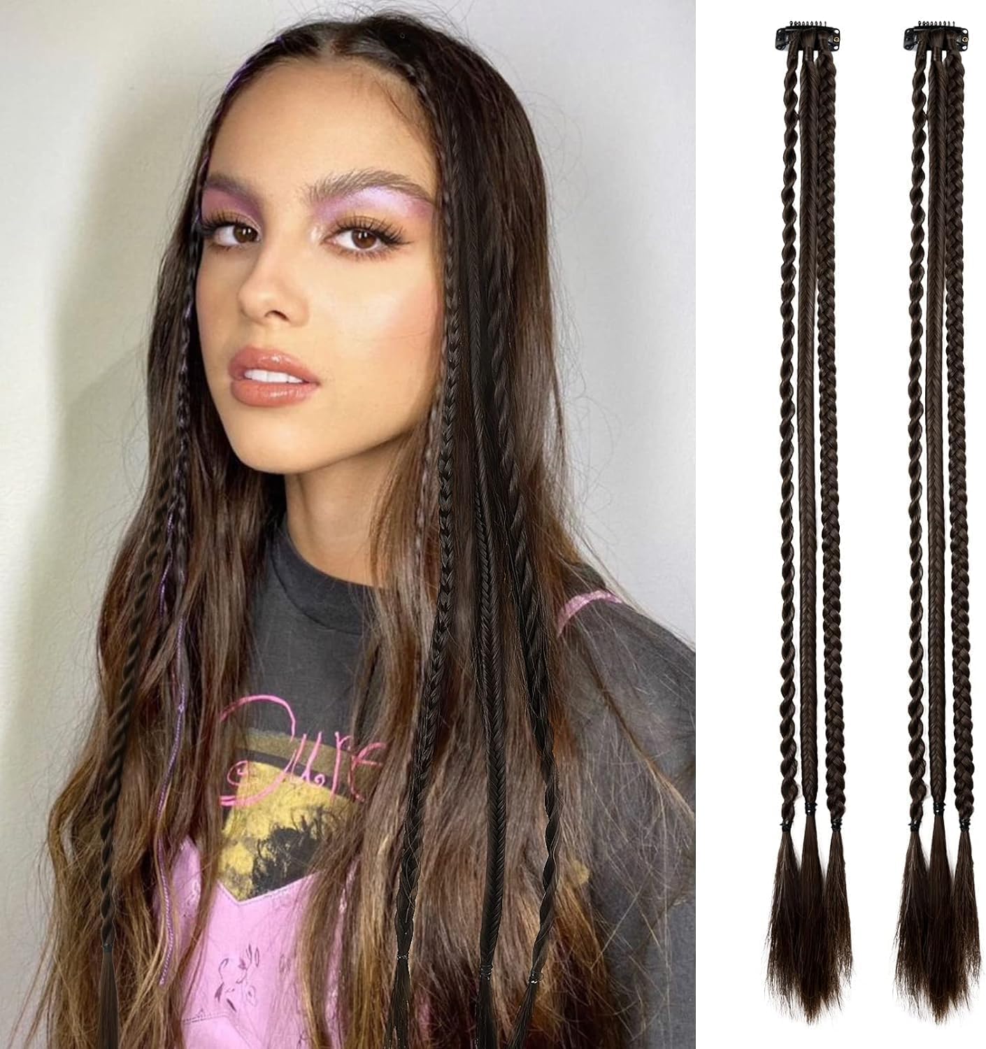 Sponsored Ad – Clip-In Braid Hair Extensions for Women, 2 Pack, 3 Braids per Clip, 22-Inch Long Soft Synthetic Hairpieces, Natural Look for Daily Wear, Black Brown