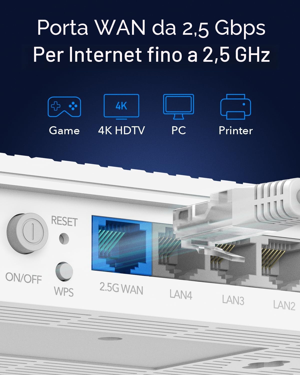 Cudy AX3000 WR3000H Router Dual Band WiFi 6 Mesh, 2,5 Gbps WAN, 4 Porte RJ45 Gigabit, MU-MIMO, OpenVPN, Wireguard, Zerotier, Ipsec VPN, APP Cloud