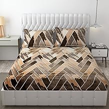 Super Warm Elastic Fitted Warm Flannel Bedsheet King Size Warm Velvet Bedsheet for Winter Double Bed | 2 Pillow Covers, Size - 72 x 78 Inches (Cream N Brown)