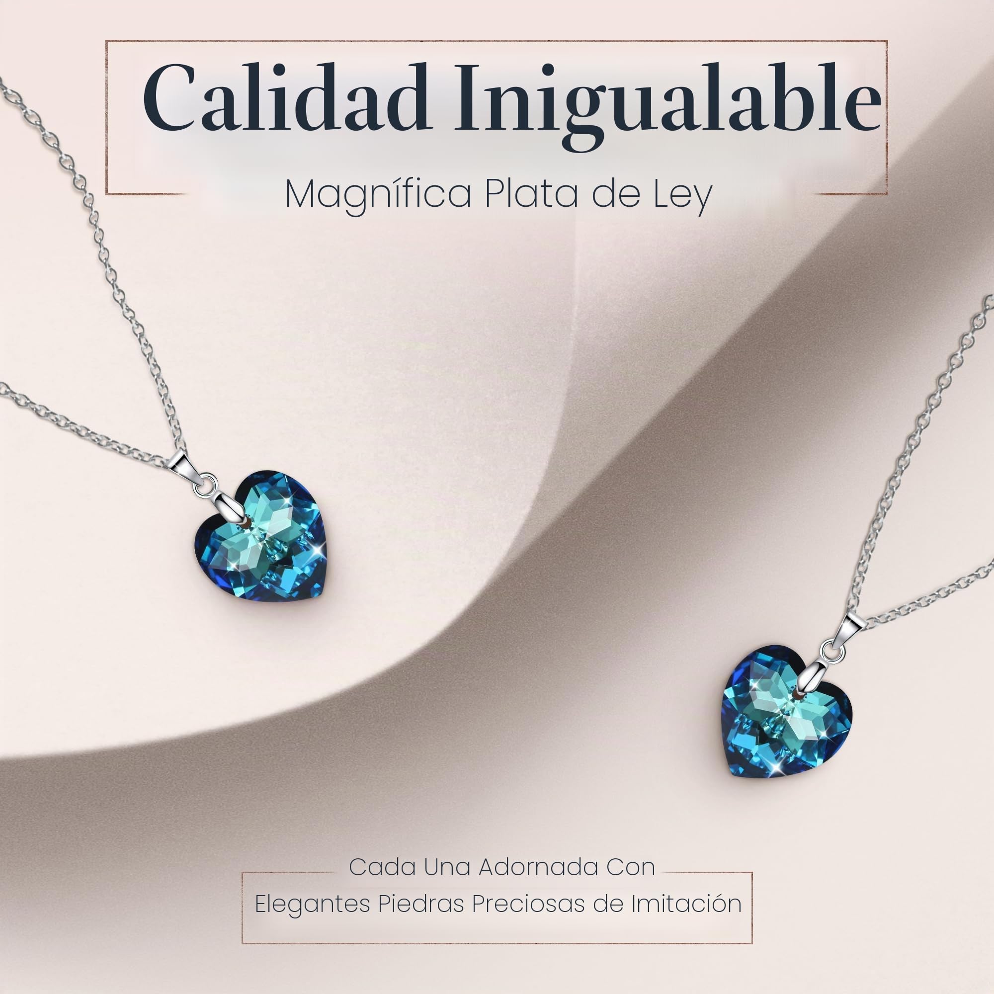 Crystalline Azuria Plata de Ley 925 Collar con Colgante Amor Corazón Collars para Mujeres y Niñas con Cristales 45cm