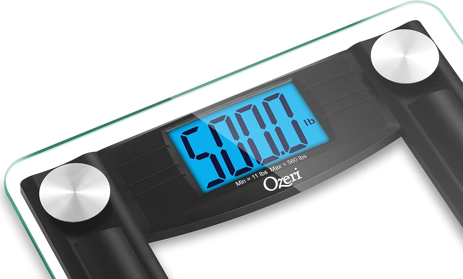 Ozeri ProMax 560 lbs / 255 kg Bath Scale, with 0.1 lbs / 0.05 kg Sensor Technology, and Body Tape Measure & Fat Caliper, Black