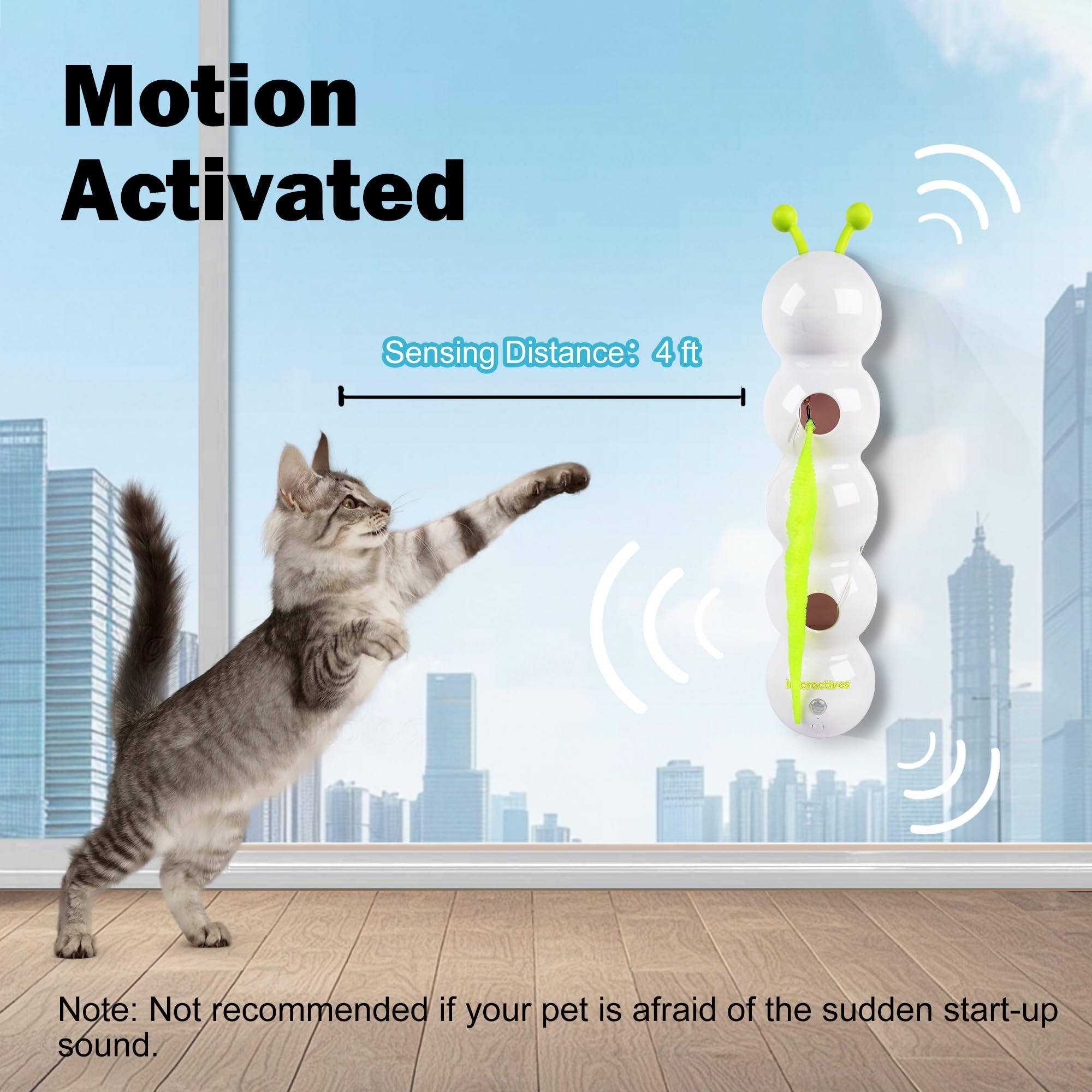 Interactive Cat Feather Toy, Automatic Fluffy Tail Teaser with Motion Sensor,Whack a mole Cat Toy, USB Rechargeable, Suction Cup for Stable Play, Perfect for Indoor Cats - image 4