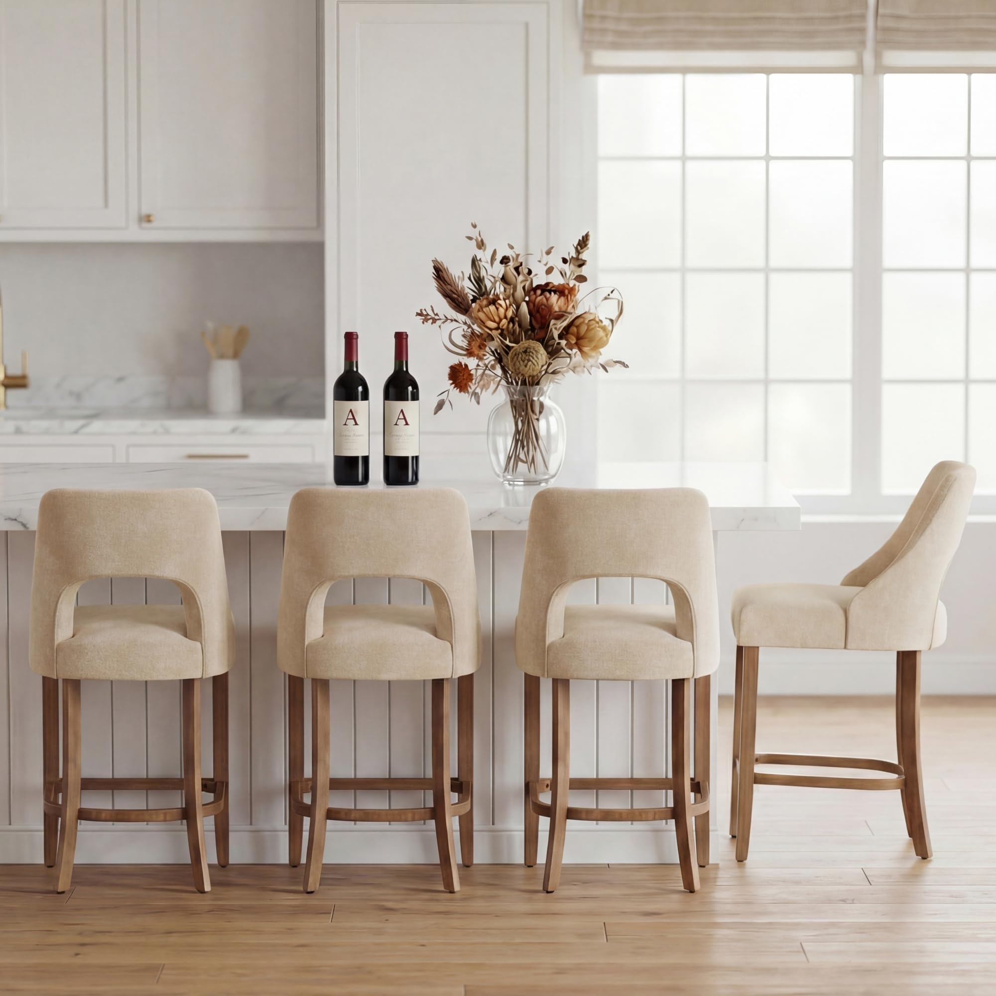 Upholstered Counter Height Bar Stools - Set of 4