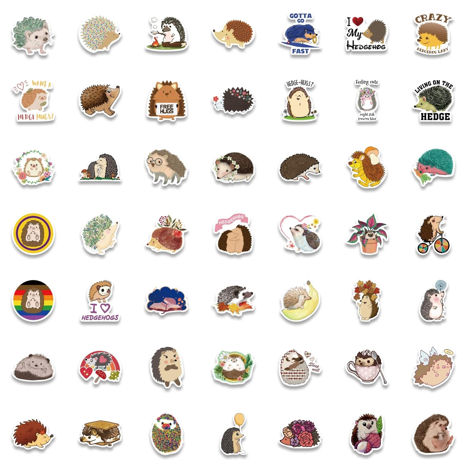 Cute Hedgehog Stickers 100PCS for Water Bottles Phone Laptop Luggage Scrapbook Bike Car Helmet Refrigerator Skateboard,Cartoon Cute Animals Waterproof Decals for Teens Kids Adults - Image 3