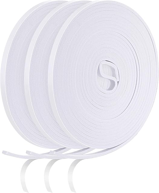 15 m Foam Weather Strips Tape Seal Strips Door Window Draught Excluder EVA Tape Self Adhesive Weatherstrips for Seal Sound Wind Noise Proof (White)
