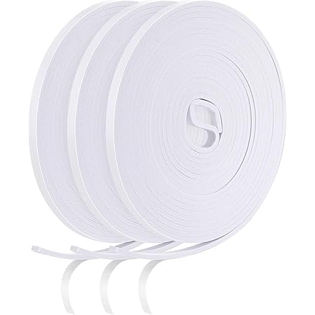 15 m Foam Weather Strips Tape Seal Strips Door Window Draught Excluder EVA Tape Self Adhesive Weatherstrips for Gap Seal Sound Wind Noise Proof (White)